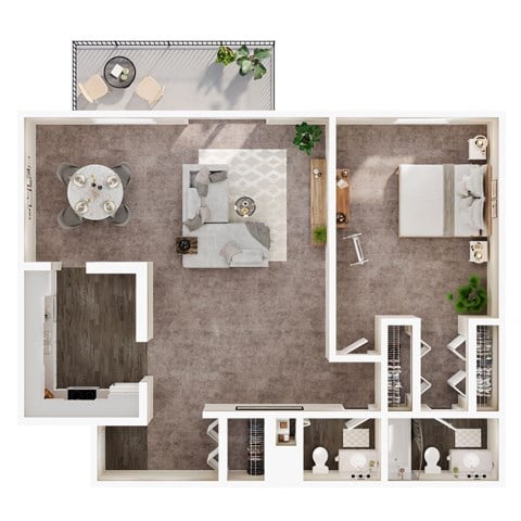 Floor plan for 1 bed, 1.5 baths, 1095 sqft